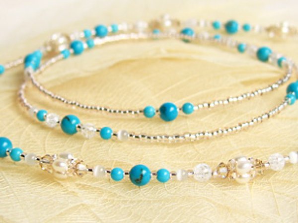 画像4: 天然石と淡水パールポイントのグラスコード (4)