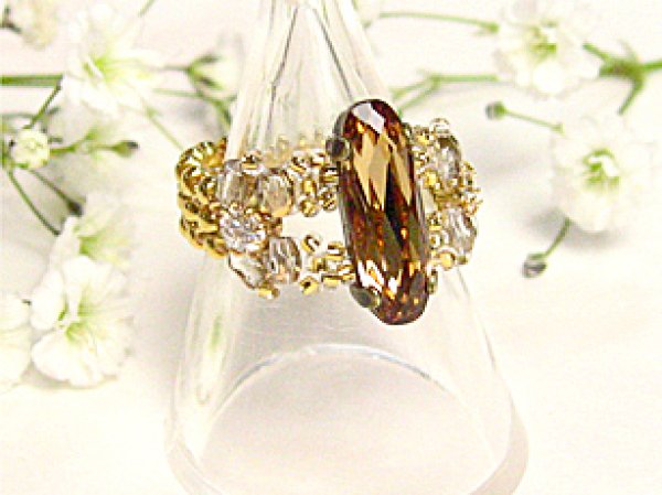 画像7: 細オーバルポイントと本金ビーズのリング (7)