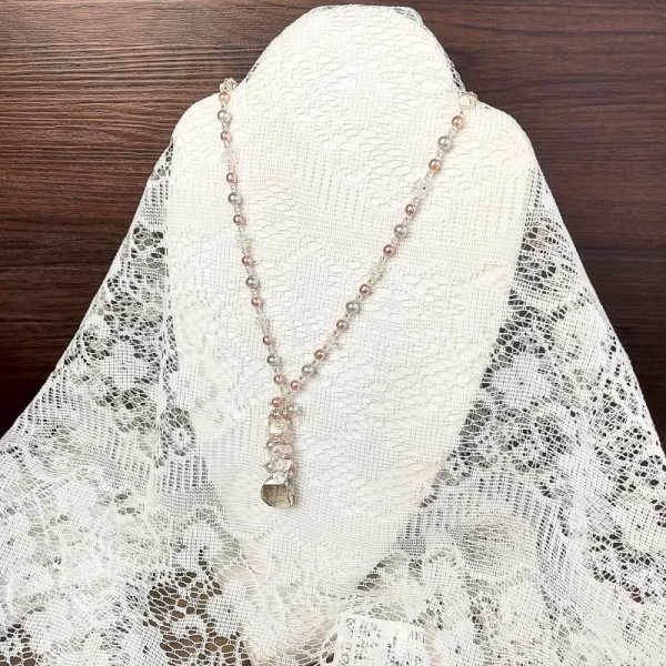 画像2: 天然石とクリスタルカットポイントネックレス (2)